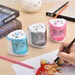 Taille crayon electrique automatique pour enfants, taille crayon electrique a deux trous pour bureau, ...