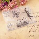 Tampon transparent plantes papillon pour bricolage, scrapbooking, fabrication de cartes, fournitures ...