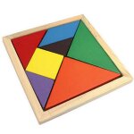 Tangram en bois color pour enfants, casse - tte, entranement a la pense logique, planche a dessin, ...