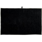 Tapis de bain tapis de douche chenille poils longs microfibres moelleux anti - d�rapant 40x60 cm noir ...