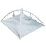 Tapis d'veil sensoriel roba style avec arches a 5 jouets - bleu clair / tte d'ourson