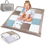 Tapis parc bb patchwork 100x100 cm - totsy baby - afrique - gris - coton, velours et piqu gaufr