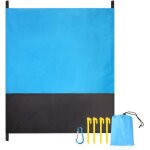Tapis de plage imperm�able, couverture de plage large anti sable 210 cm x 200 cm bleu et gris drap de ...