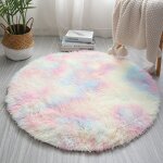 Tapis rond pelucheux arc en ciel antidérapant, 60cm, pour chambre a coucher, chambre d'enfant, décoration ... Tapis rond pelucheux arc en ciel antidérapant, 60cm, pour chambre a coucher, chambre d'enfant, décoration ...