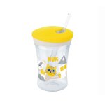 Tasse action cup avec paille en silicone 12 mois + - jaune