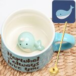 Tasse en forme de baleine avec figurine de baleine a l'intrieur - 350 ml - tasse avec cuillre - cadeau ...