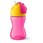 Tasse paille 260 ml rose et jaune - philips avent