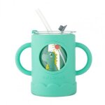 Tasse de paille portable anti - br�lure a double poign�e de 250ml pour b�b�, tasse de paille pour apprendre ...