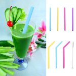 Tasses rutilisables colores d'enfant pailles droites avec des brosses de biberon silicone protection ...