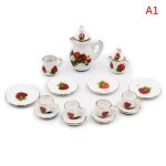 Tasse de th en porcelaine et cramique, vaisselle miniature pour maison de poupe 15 pices / ensemble ...