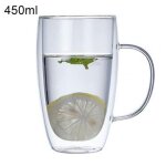Tasse en verre a double couche avec poigne, 250 / 350 / 450ml, verre transparent a isolation thermique ...