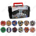Td 12 nouvelles toupies avec 2 lanceur burst turbo, jouet arena, gyro pocket box pro (noir) - cadeau ...