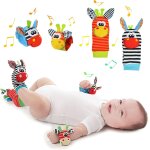 Tdrfl - 4 pices bb poignet et chaussettes hochet jouets pour bb texture wristband foot finder chaussette ...