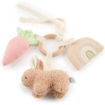 Tdrfl - jouet d'activit lapin fineanneau prhension en bois avec hochet peluche, elment couineur et ...