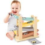Tdrfl - jouet garcon 1 ans jouet voiture bebe jouet en bois avec 4 mini - voitures et un garage, cadeau ...