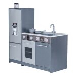 Teamson kids cuisine de jeu en bois pour enfants milano et 10 accessoires gris td - 13397b