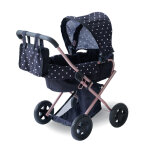 Teamson kids poussette classique 2 - en - 1 pour poup�e noire avec nacelle amovible canopy panier sac ...