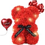 Teddy bear� ours en roses lumineux et ballon coeur cadeau romantique avec led et rose eternelle coffret ...