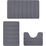 Teeaw - set de tapis de bain 3 pices ¿ mousse a mmoire de forme ¿ antidrapant, doux et absorbant ...