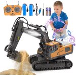 Tlcommande excavateur jouets pour enfants, rechargeable rc pelleteuse avec pelle mtallique, vhicules ...