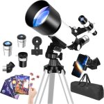 Telescopio refractor 70 / 400 pour enfants et d�butants - portable avec tr�pied, 2 oculaires, sac et ...