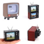 Tlvision miniature vintage de style ancien pour maison de poupe 1:12, tv avec image, meubles de salon, ...