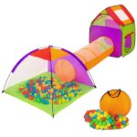 Tente enfant tente igloo et tunnel 200 balles et sac multicolore jeux jouets helloshop26 08 0000340