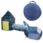 Tente de jeu pour b�b�, tunnel rampant, piscine a balles, bleu, 3 pi�ces