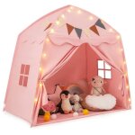 Tente de jeu pour enfants costway - drapeaux et guirlandes lumineuses - fentre respirante - lavable ...