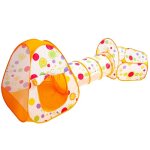 Tente de jeu orange pour enfants 3 en 1, tunnel rampant et balle pour jeu d'intrieur et d'extrieur