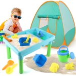 Tente de plage pour enfants, sable et nappe d'eau, avec tente de jeu, jouets de plage en plein air interactifs ...