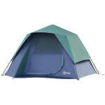 Tente pop up montage instantan - tente de camping familiale 3 - 4 pers. - grande porte + 3 fentres ...
