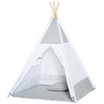 Tente teepee indien enfant style graphique - dim. 1, 2l x 1, 2i x 1, 55h m - porte refermable, fentre, ...