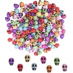 Teppc - 200 pices perles de tte de mort halloween figurines de squelette perle crnes miniatures perles ...
