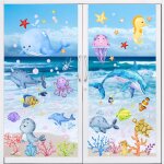 Teppc - lot de 9 feuilles d'autocollants pour fentre de salle de bain - motif animaux marins - rutilisables ...