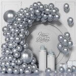 Teppc - ballons argents, 101 pices guirlande ballons argents mtalliques, 5 / 10 / 12 / 18 pouces ...