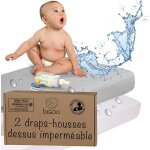 Teppc - bisoo drap housse 40x80 berceau impermeable - 2en1 drap housse alese protege matelas bebe reglable ...