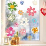 Teppc - marguerite autocollant vitre printemps et fleurs anti regards film fentre film arc en ciel ...