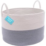 Teppd - panier rangement 50x33 cm gris / blanc, corde coton avec poignées, panier jouets, linge ou déco ... Teppd - panier rangement 50x33 cm gris / blanc, corde coton avec poignées, panier jouets, linge ou déco ...
