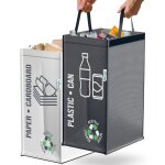 Teppd - ® poubelle tri selectif 2 bacs 50l - sac tri selectif pour le plastique et le papier - flexible ...