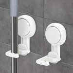Teppe - accroche balai mural, 2 support de vadrouille a ventouse blanc, porte balais mural rutilisable ...