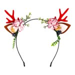 Tte de cerf rouge en peluche, accessoire de dguisement de fte cosplay