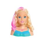 Tete a coiffer sirene princesse 18 cm et accessoires coiffure - chevelure blonde, meches colorees - petit ...