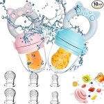 Tetine grignoteuse bebe, 2 grignoteuse bb + 8 tailles de ttines sans bpa, tetine fruits bebe, pour ...