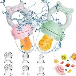 Tetine grignoteuse bebe, 2 grignoteuse b�b� + 8 tailles de t�tines sans bpa, tetine fruits bebe, pour ...