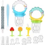 Tetine grignoteuse bebe, 2 t�tine d'alimentation pour b�b� + 6 silicone grignoteuses sans bpa, avec 2 ...