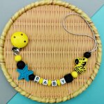 Tewindsor - sucette en silicone avec lettres anglaises es pour bb, perles de zbre, pendentif, clips, ...