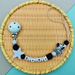 Tewindsor - sucette en silicone avec lettres anglaises es pour bb, perles de zbre, pendentif, clips, ...