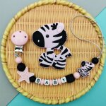 Tewindsor - sucette en silicone avec lettres anglaises es pour bb, perles de zbre, pendentif, clips, ...
