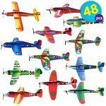 The twiddlers paper toy planes 48 pcs - flying foam airplane glider kit in 12 assorted designs kids birthday ...